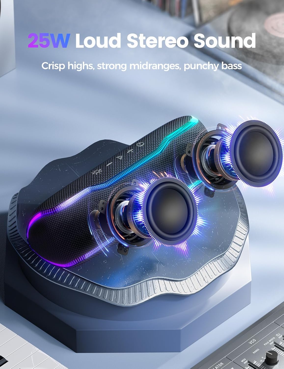 Altavoz Bluetooth portátil, impermeable con luces, Super Bass.