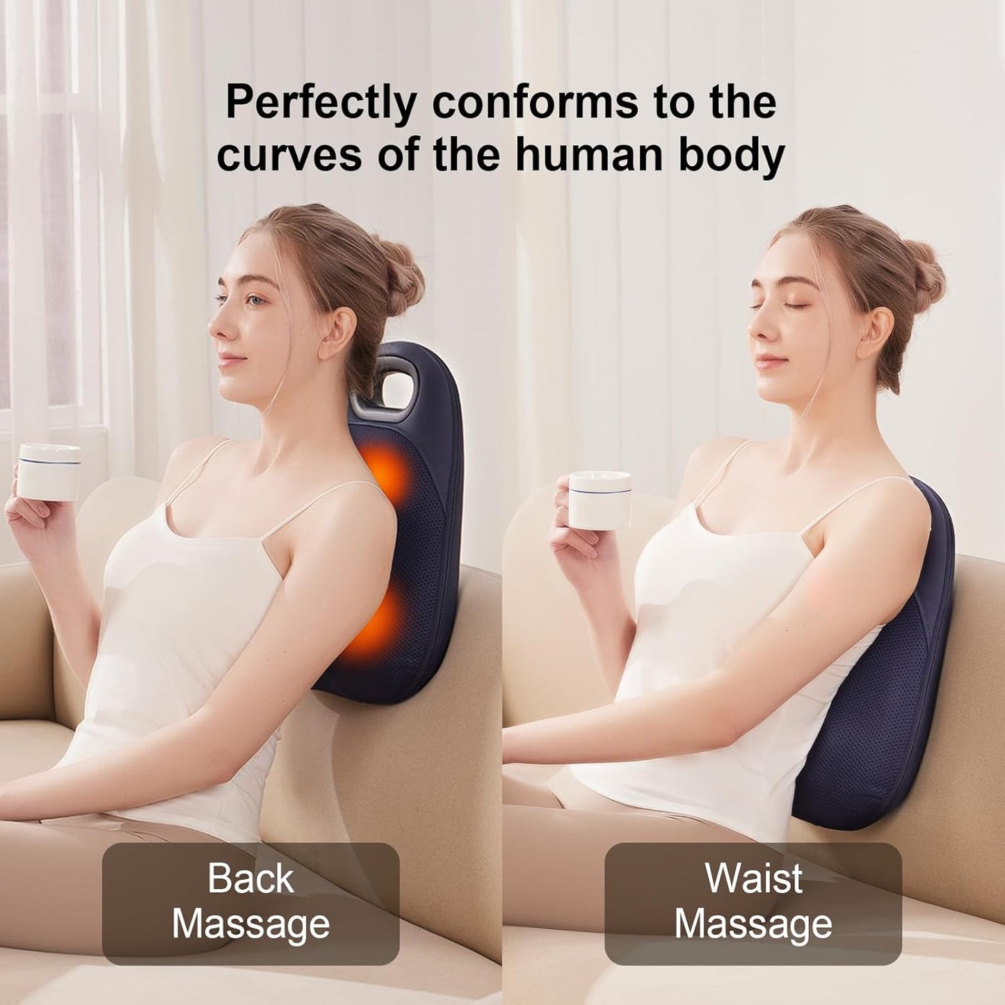 Masajeador de espalda de mano con mango ergonómico, superficie texturizada.