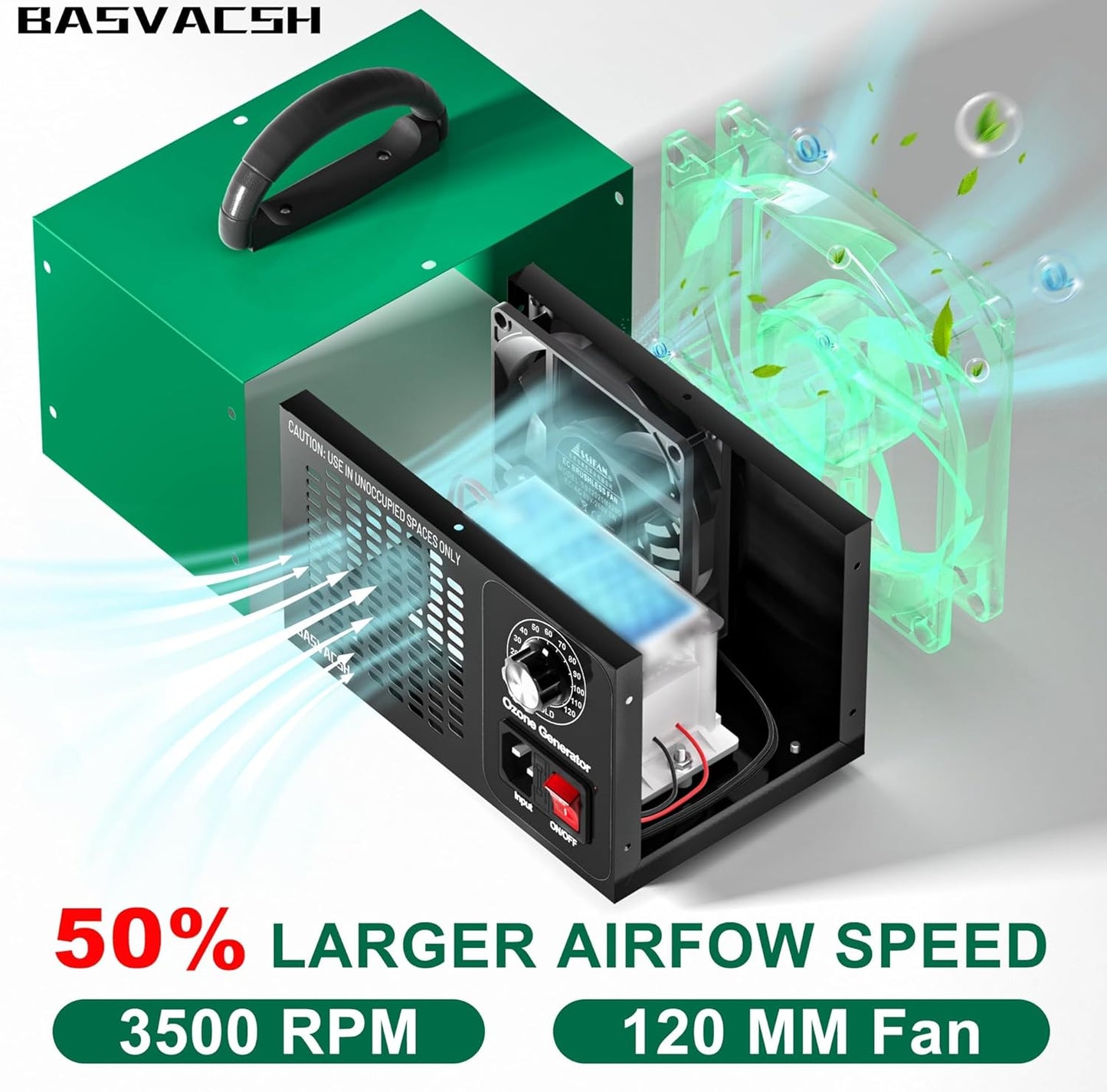 Generador de ozono 45.000 mg/h, purificador de aire O3 industrial/doméstico