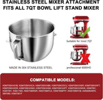 Cuenco mezclador de acero inoxidable de 7 qt compatible con Kitchenaid
