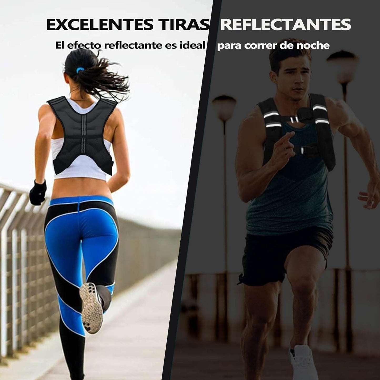 Chaleco con Peso, para ejercicio, 12LB, con Tiras Reflectantes.