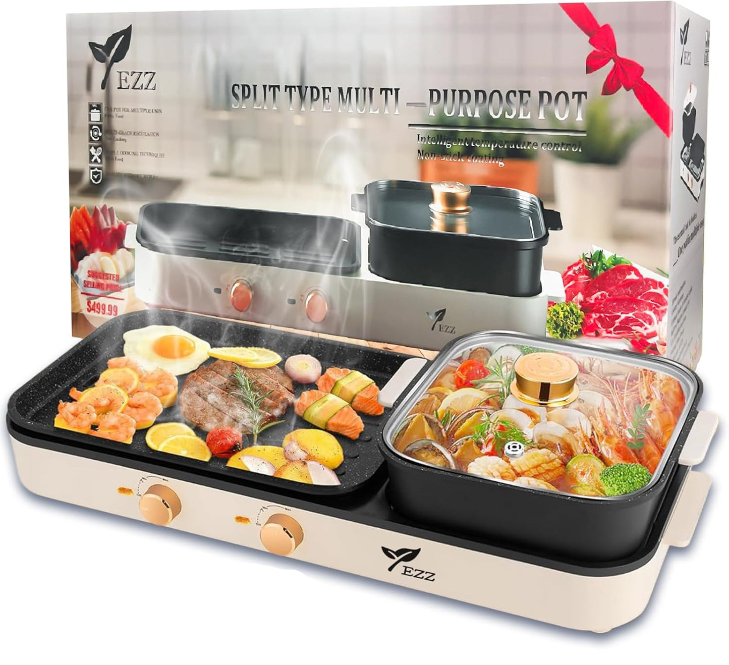 Parrilla eléctrica para interiores, 2 en 1, Control de Temp. (USADA).