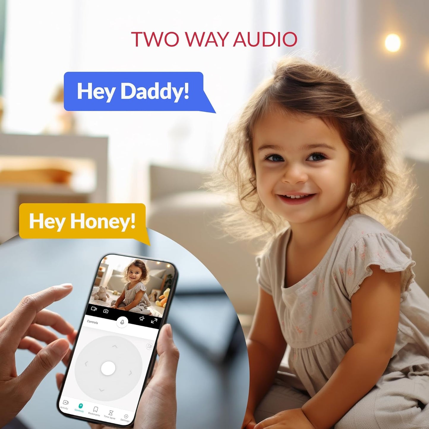 Cámara de seguridad para el hogar, mascotas, bebé