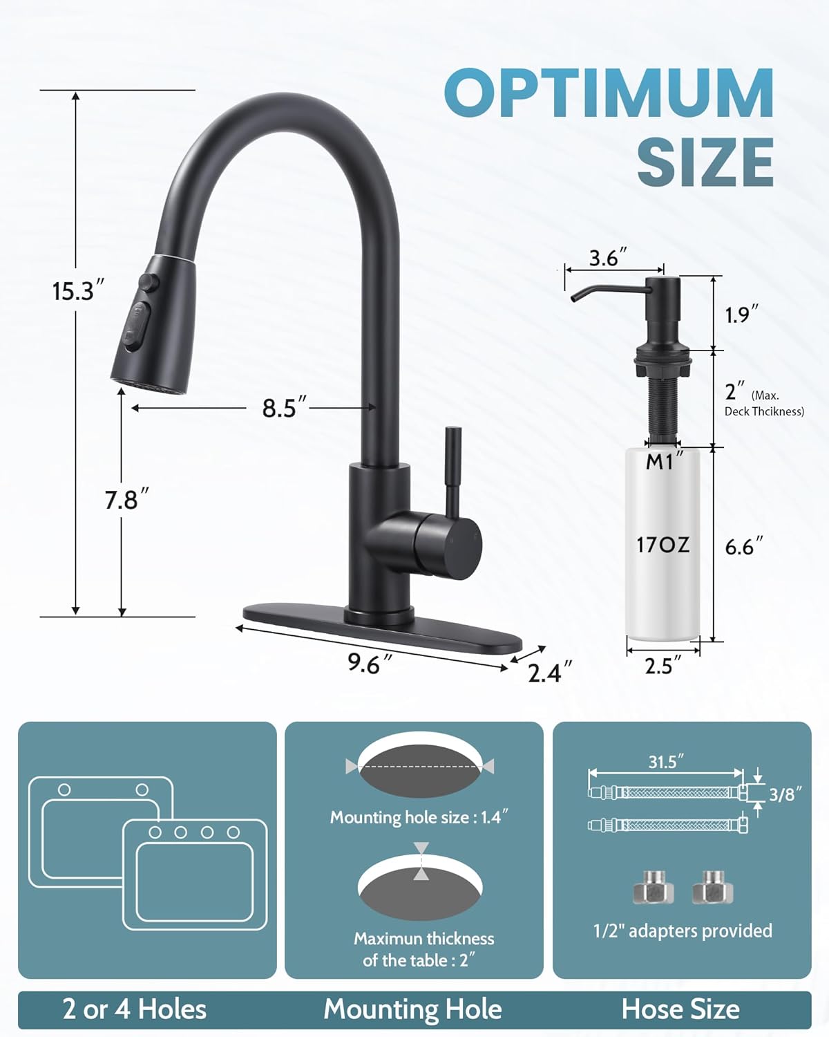 Grifo De Cocina Extraíble Grifo Monomando con rociador extraíble