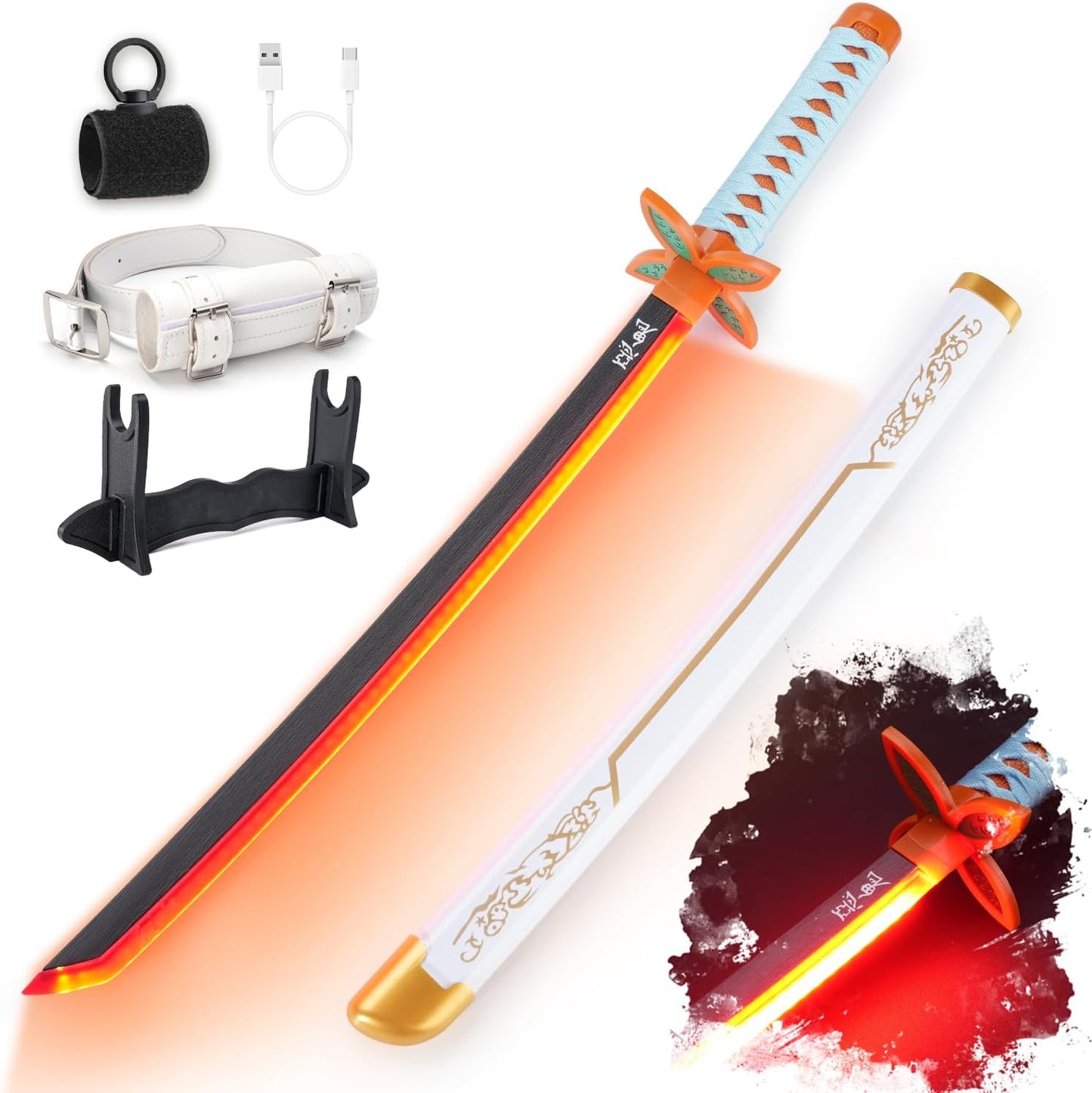 RENGENG, Espada iluminada, réplica de plástico, recargable.(USADA)