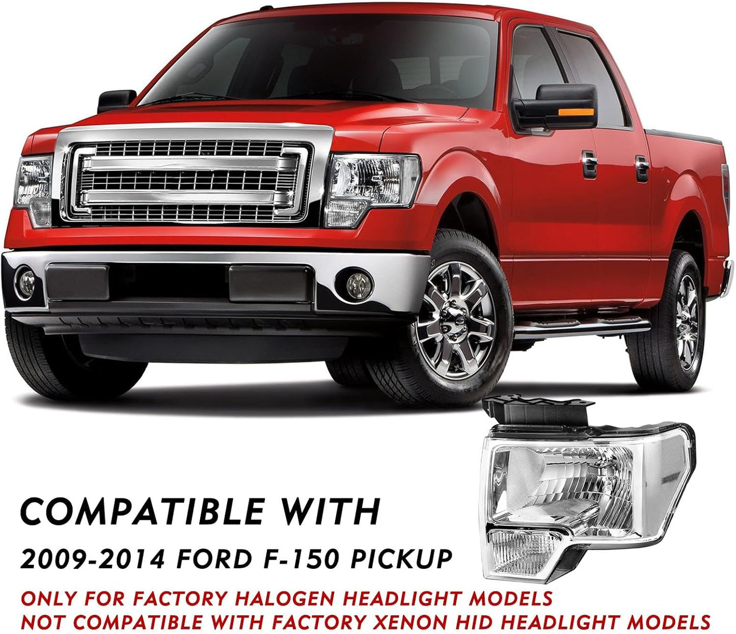 Faro delantero con bombillas para Ford F150 2009-14.(DERECHO )