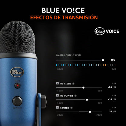 Micrófono USB Blue Yeti Azul Condensador 3 Cápsulas