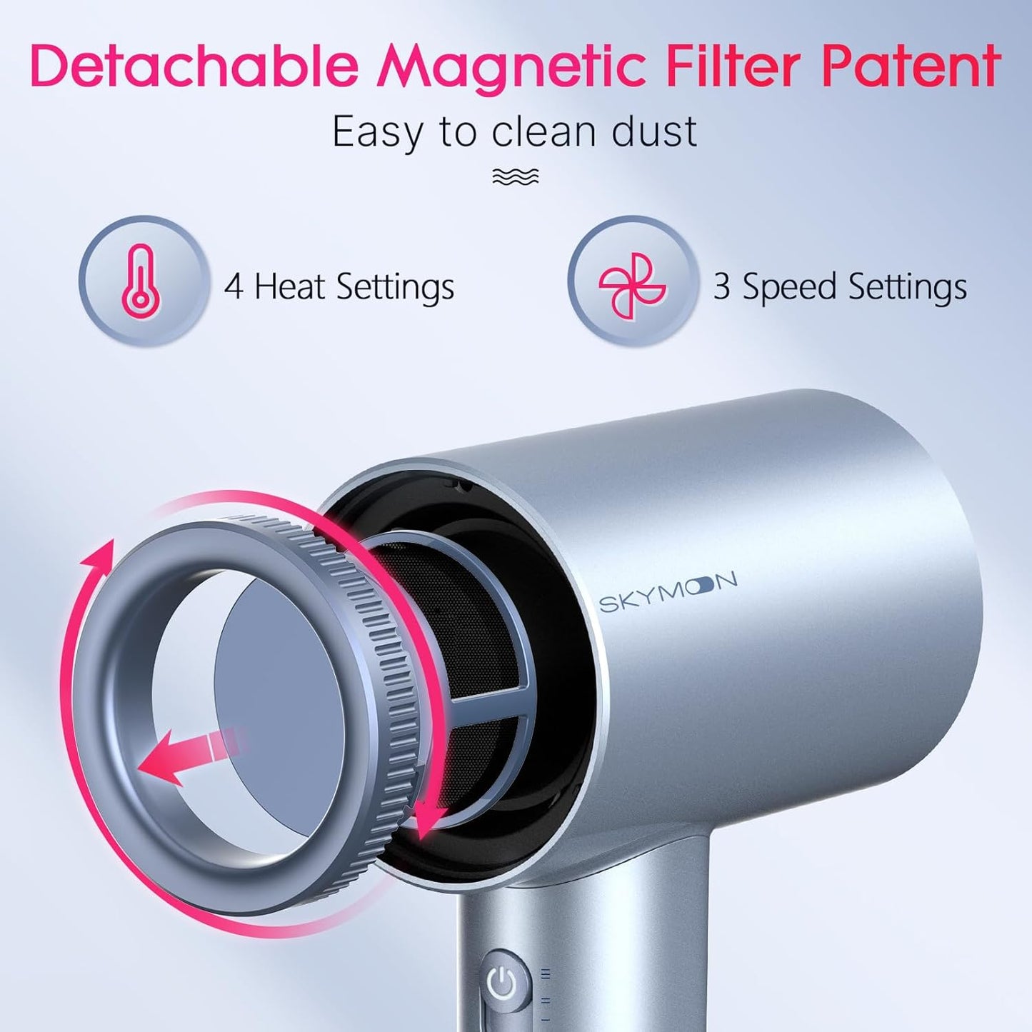 SKYMOON Secador de pelo iónico, secado rápido, ligero, alta velocidad.