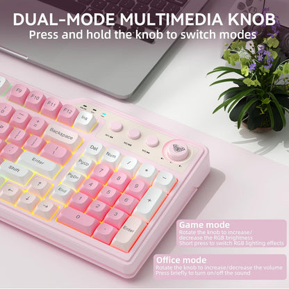 Teclado Inalámbrico Con Botón Multimedia Triple Modo Aula F3099
