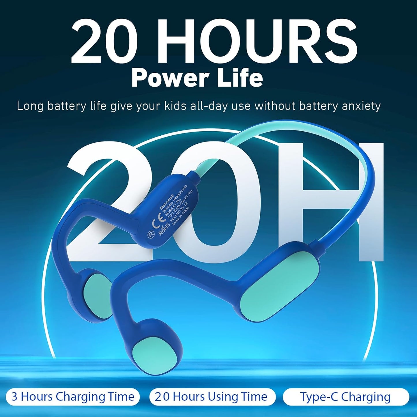 Auriculares para niños conducción de aire abierta impermeable