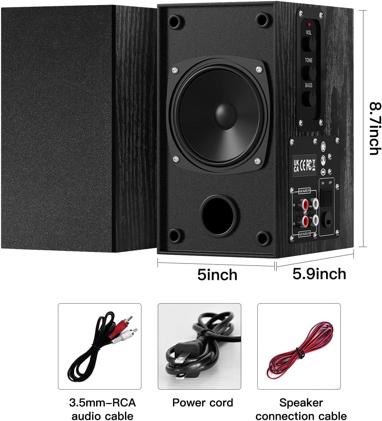 Altavoces envolventes, de estantería, 3.5-RCA, estantería y pared.