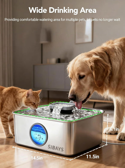 Fuente de agua para perros de 3.69 galones de acero inoxidable SIBAYS