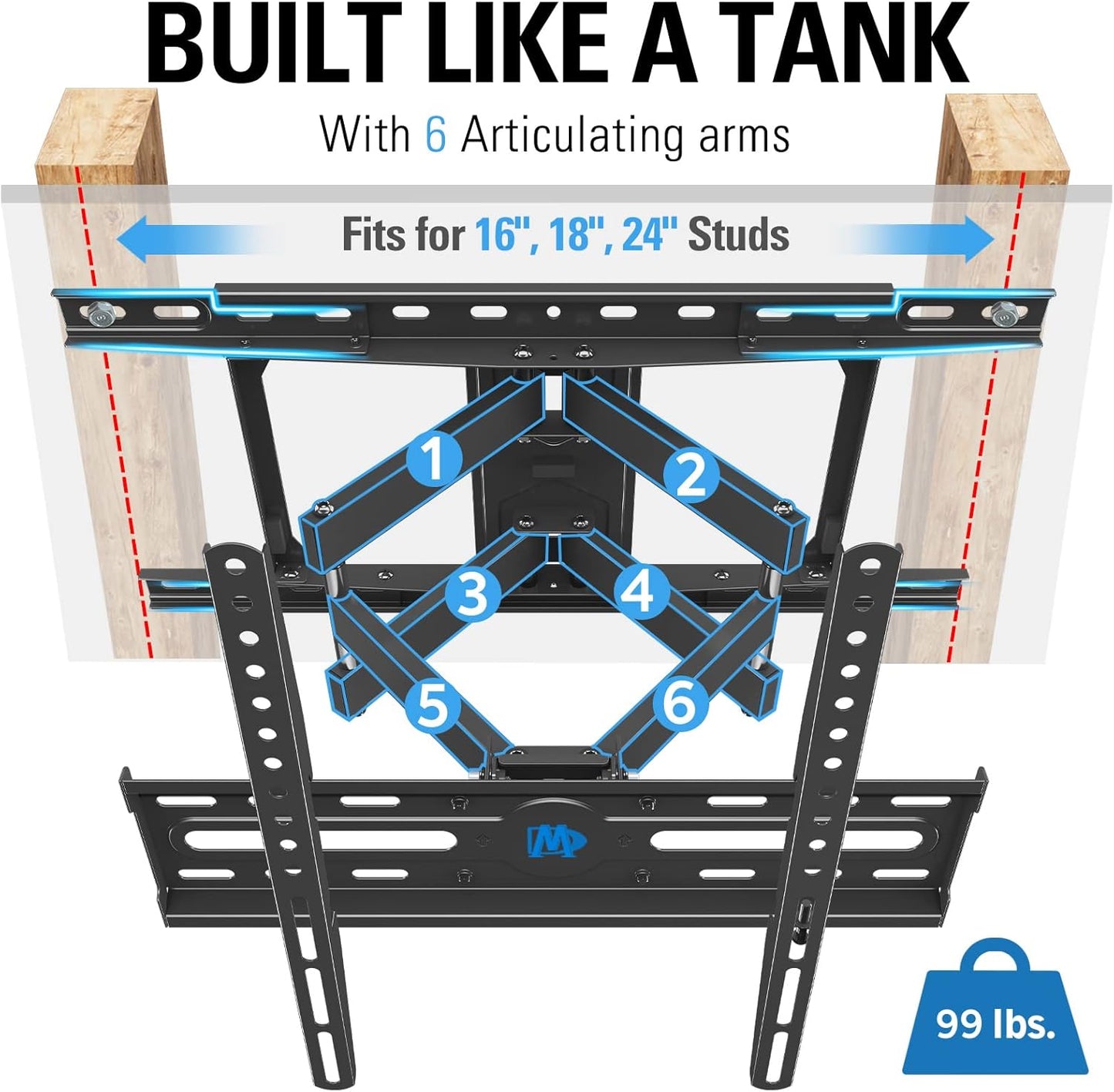 Soporte de pared, televisores de 32 a 65", Mounting Dream, brazo dual.