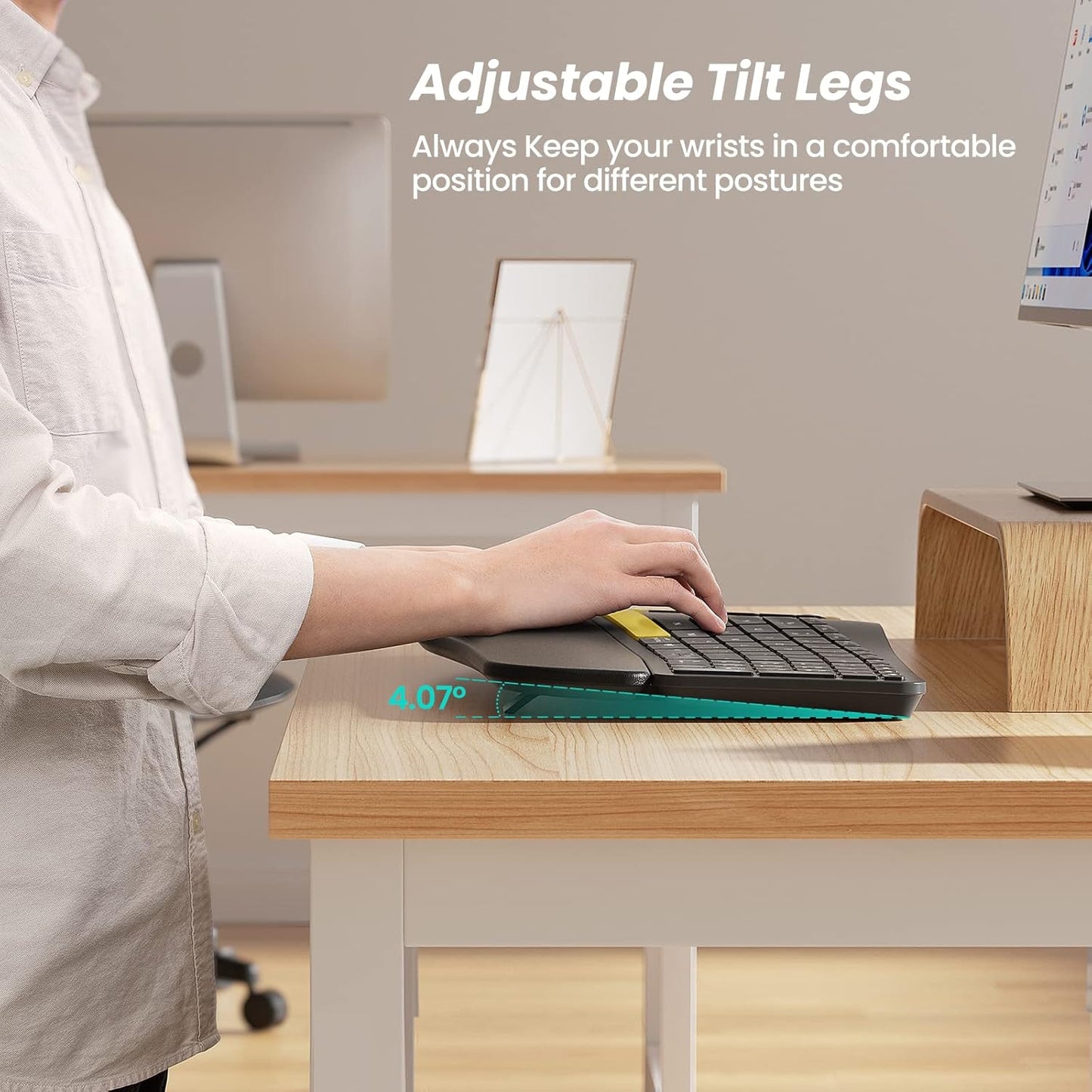 Nulea Teclado ergonómico inalámbrico, USB-C, retroiluminado.