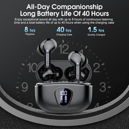 Besnoow - Auriculares Inalámbricos Bluetooth 5.3 40 Hrs