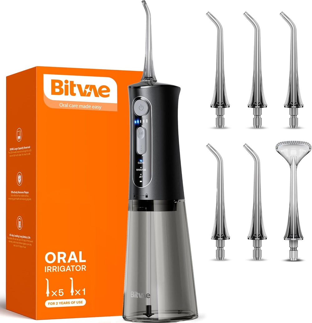 Irrigador Bucal Inalámbrico, Recargable con 3 modos de limpieza, IPX7.