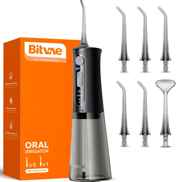 Irrigador Bucal Inalámbrico, Recargable con 3 modos de limpieza, IPX7.