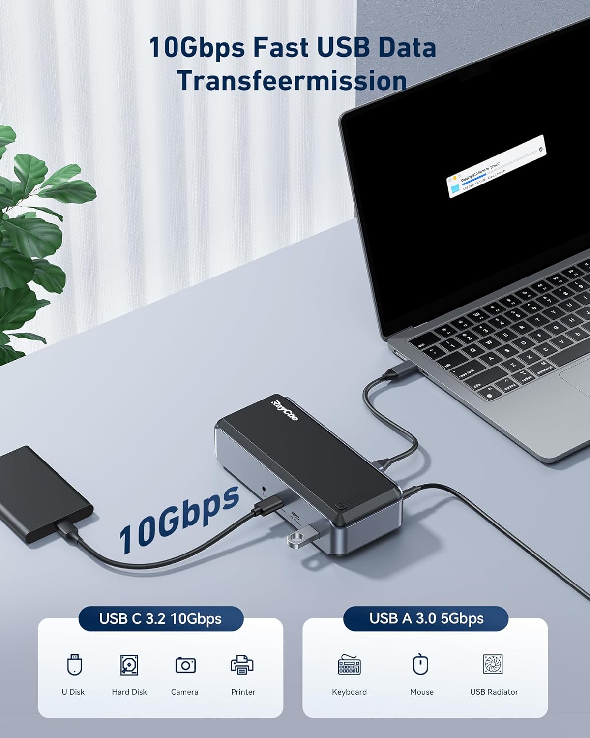 Estación Raycue de acoplamiento USB C Triple Monitor