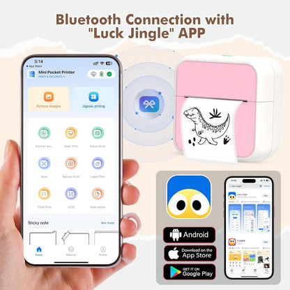 Mini Impresora, Impresora Fotográfica Portátil Impresora Térmica Bluetooth.