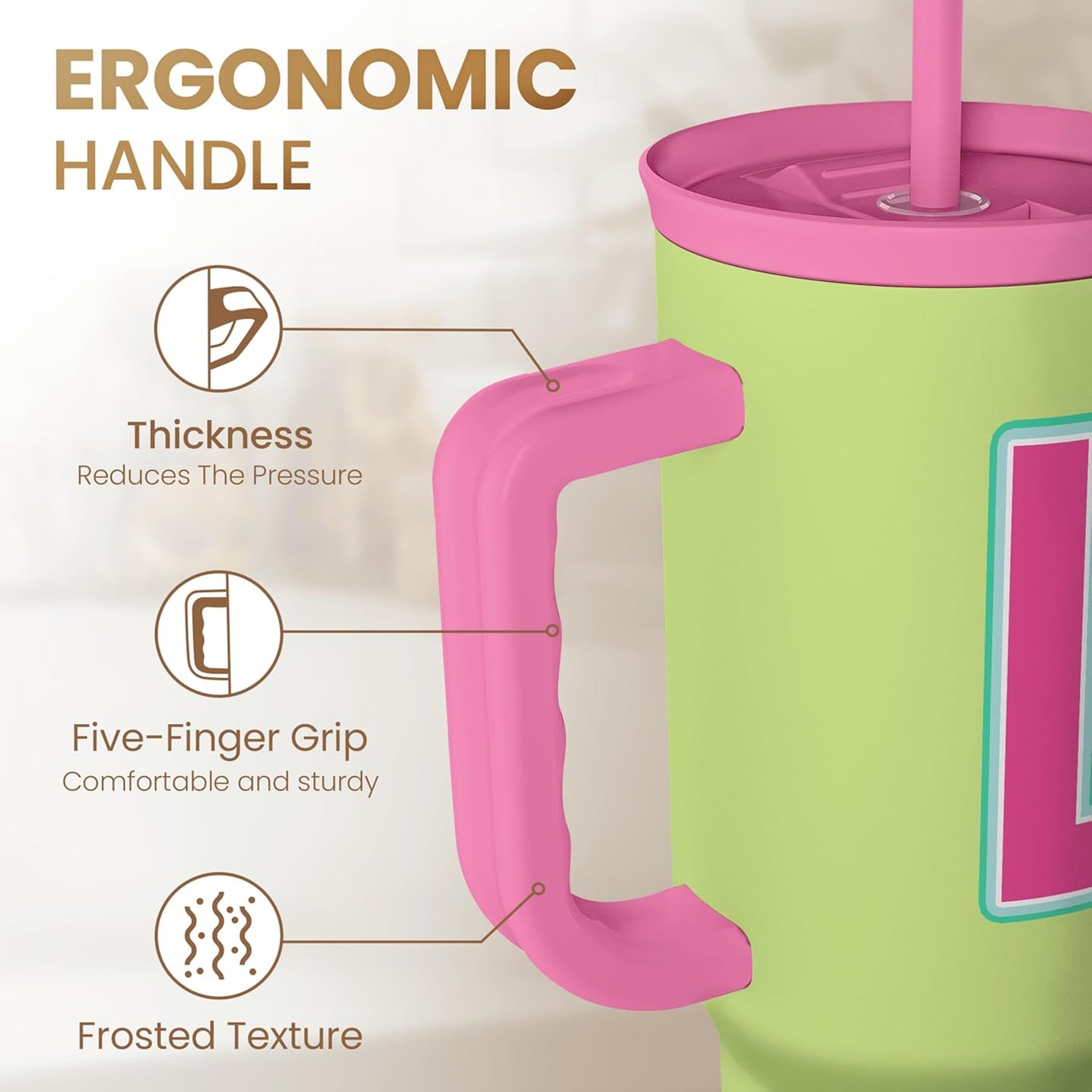 SANDJEST Vaso con monograma y asa, 40 onzas,