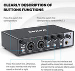 Interfaz de audio USB EBXYA 2x2, para grabación transmisión y podcasting.