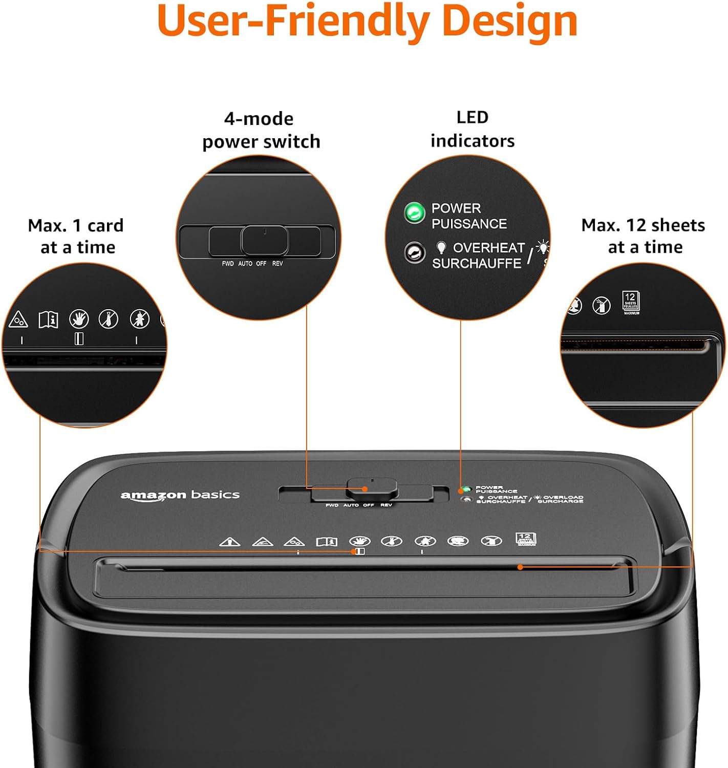 Amazon Basics Trituradora de corte transversal de 12 hojas para papel.(usada)