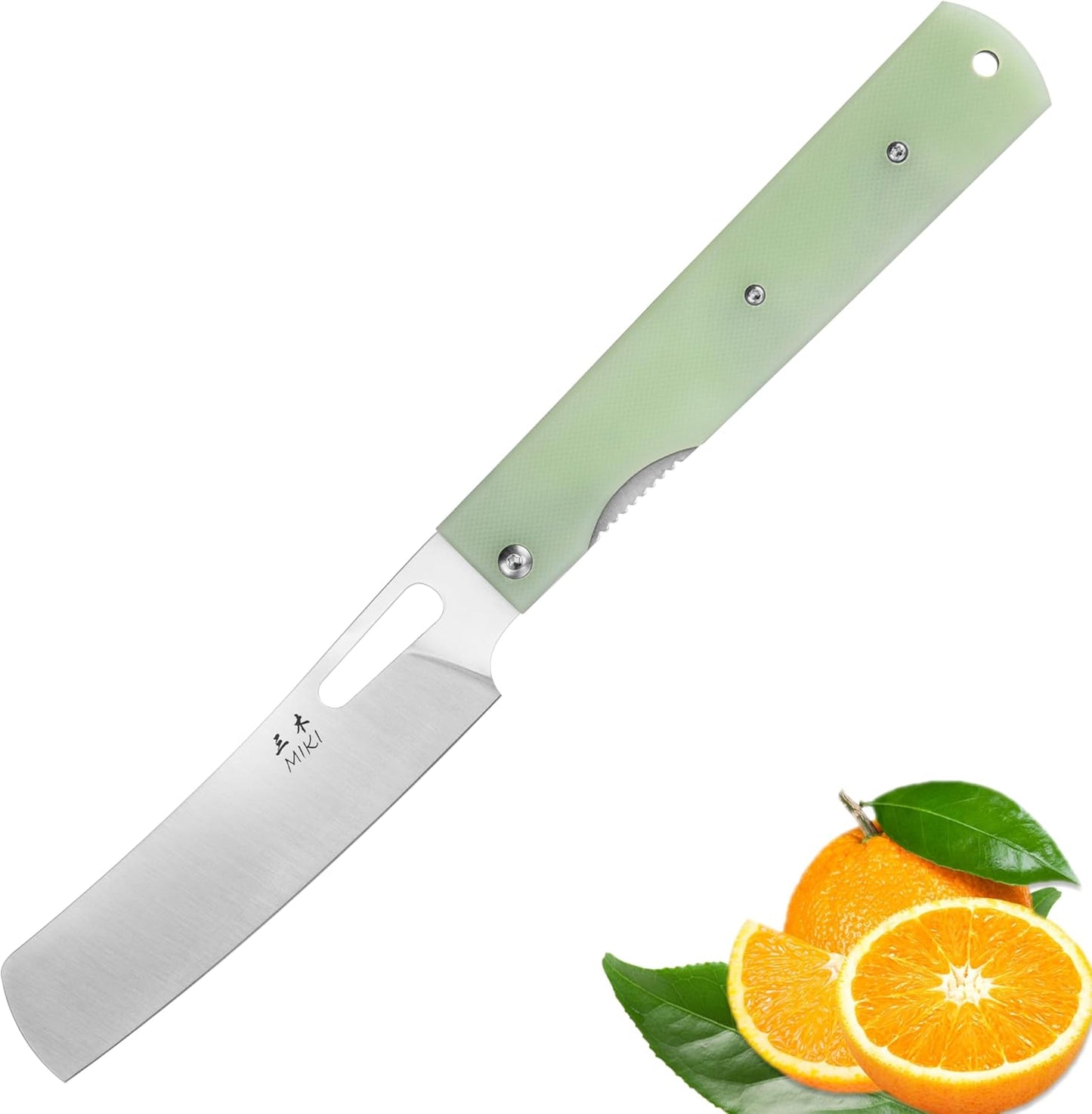 Miki Cuchillo de chef, plegable, ultra afilado, mango natural