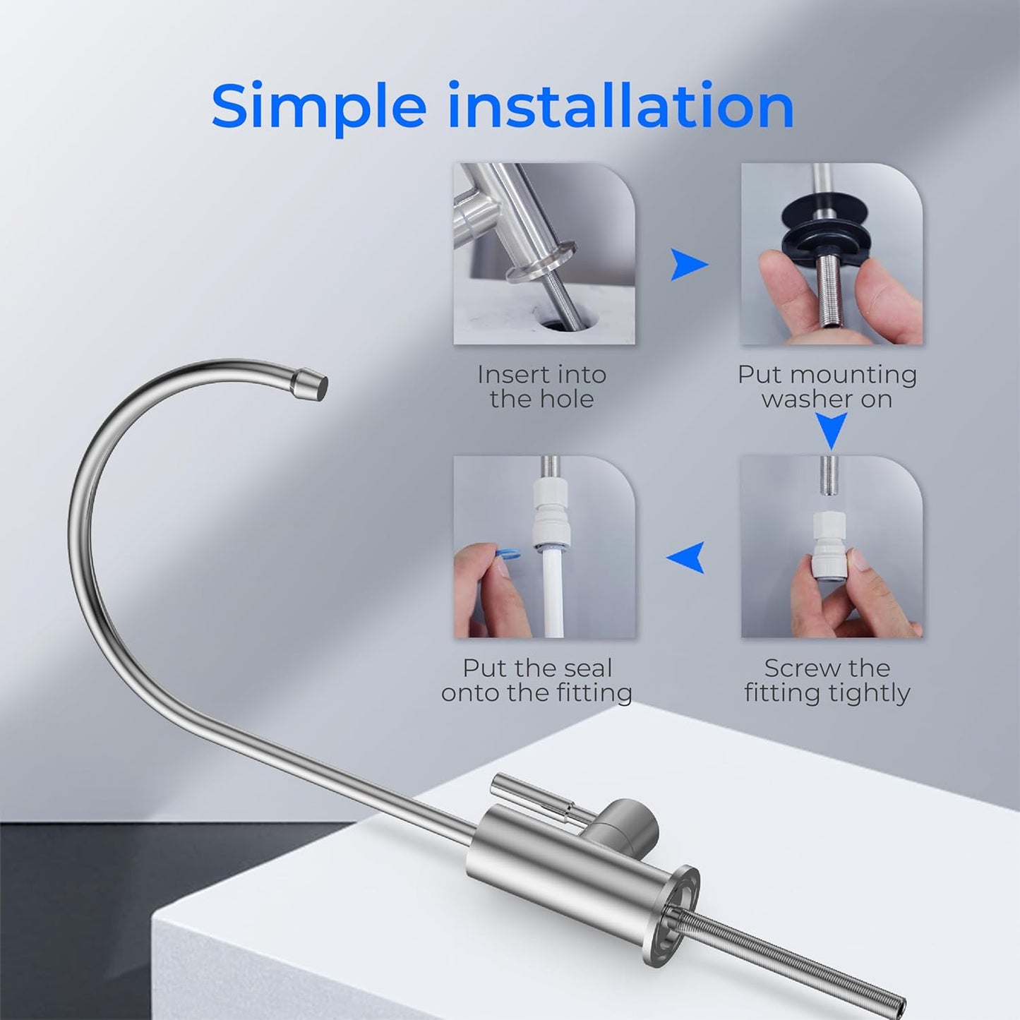 Grifo De Filtro De Agua Potable  Cepillado 360 GRADOS