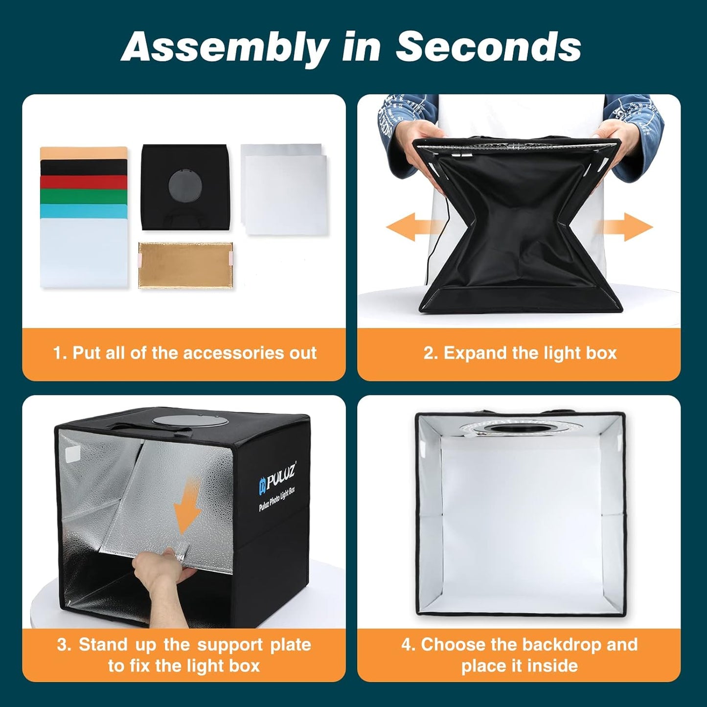 PULUZ - Caja de estudio fotográfico portátil con luz