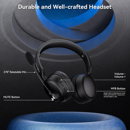 LEVN - Auriculares Bluetooth con micrófono (cancelación de ruido).