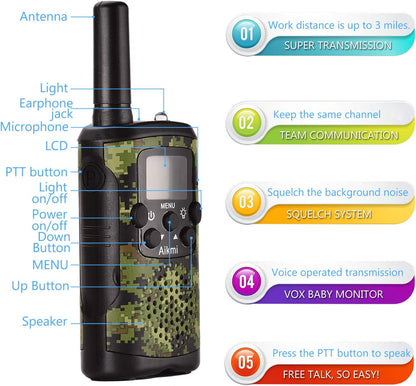 Walkie-talkies niños 8 canales 3 km alcance (USADO)