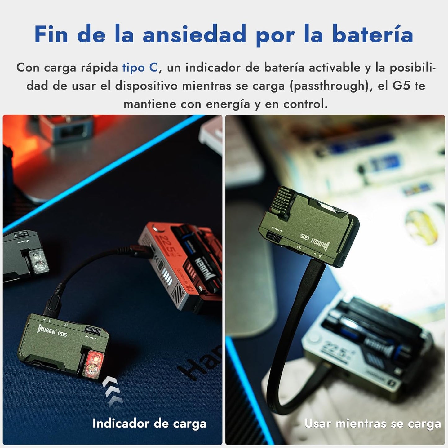 WUBEN G5 Linterna Led Recargable 400 Lumens RGB