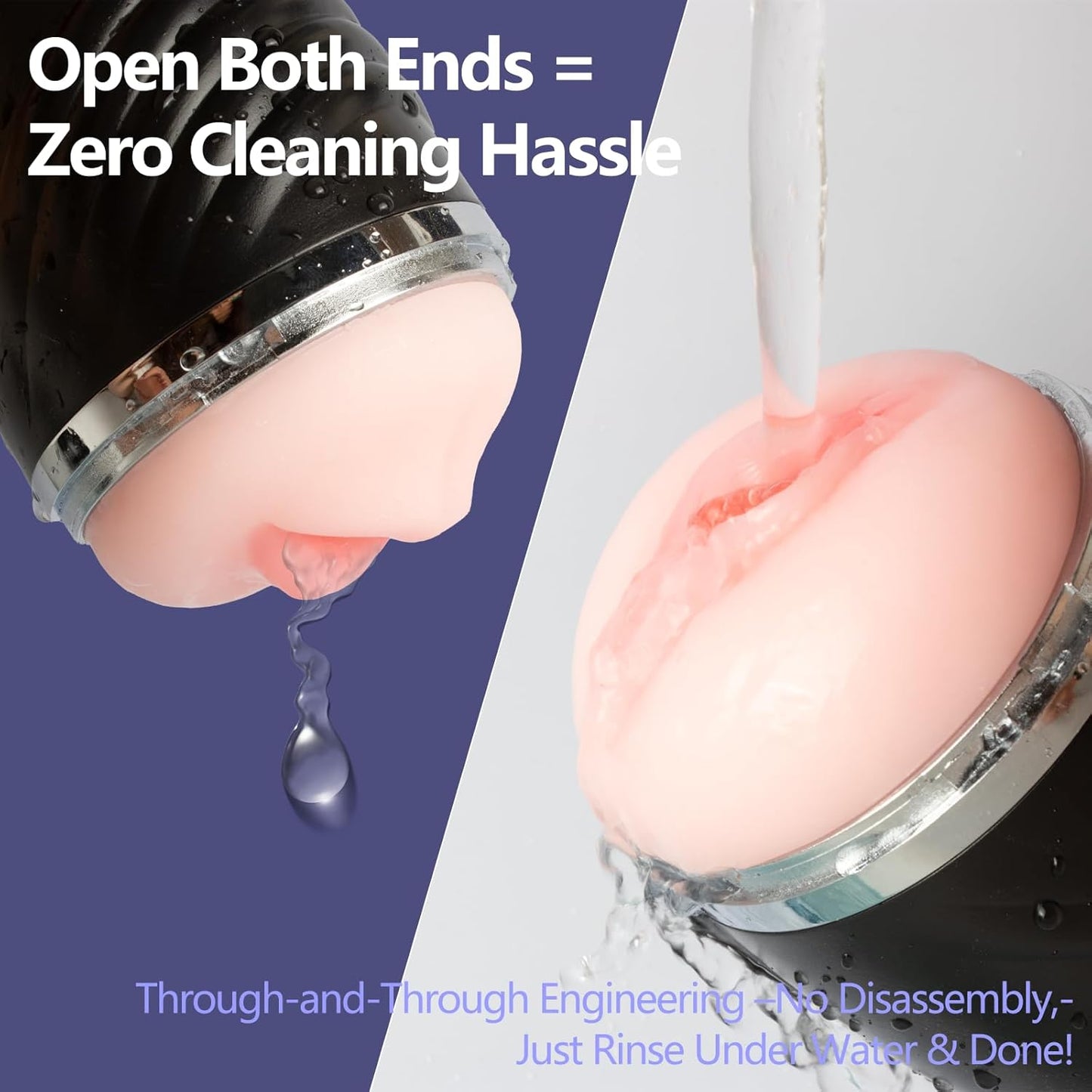 Masturbador masculino, 2 en 1, bocas texturizadas y realistas.