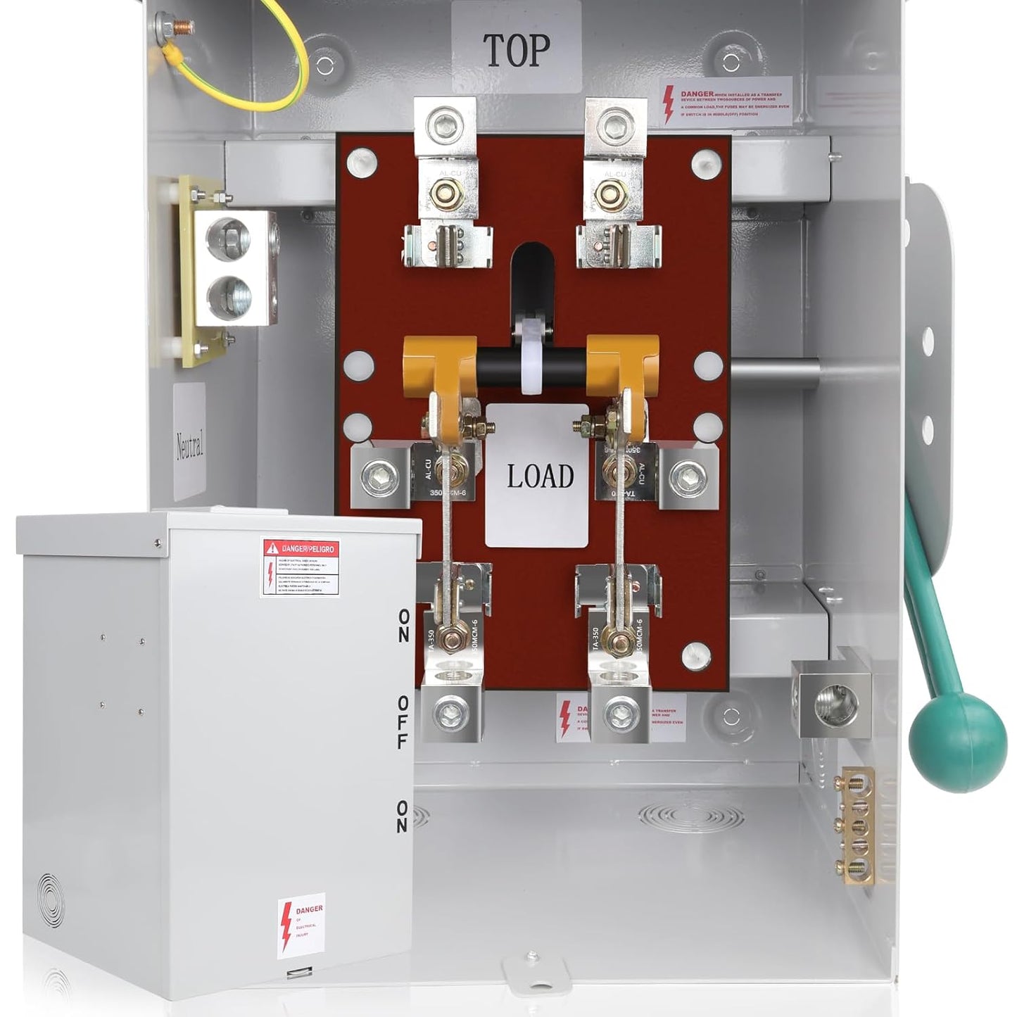Interruptor de transferencia manual de 200A, 120/240 volts, 48000W.