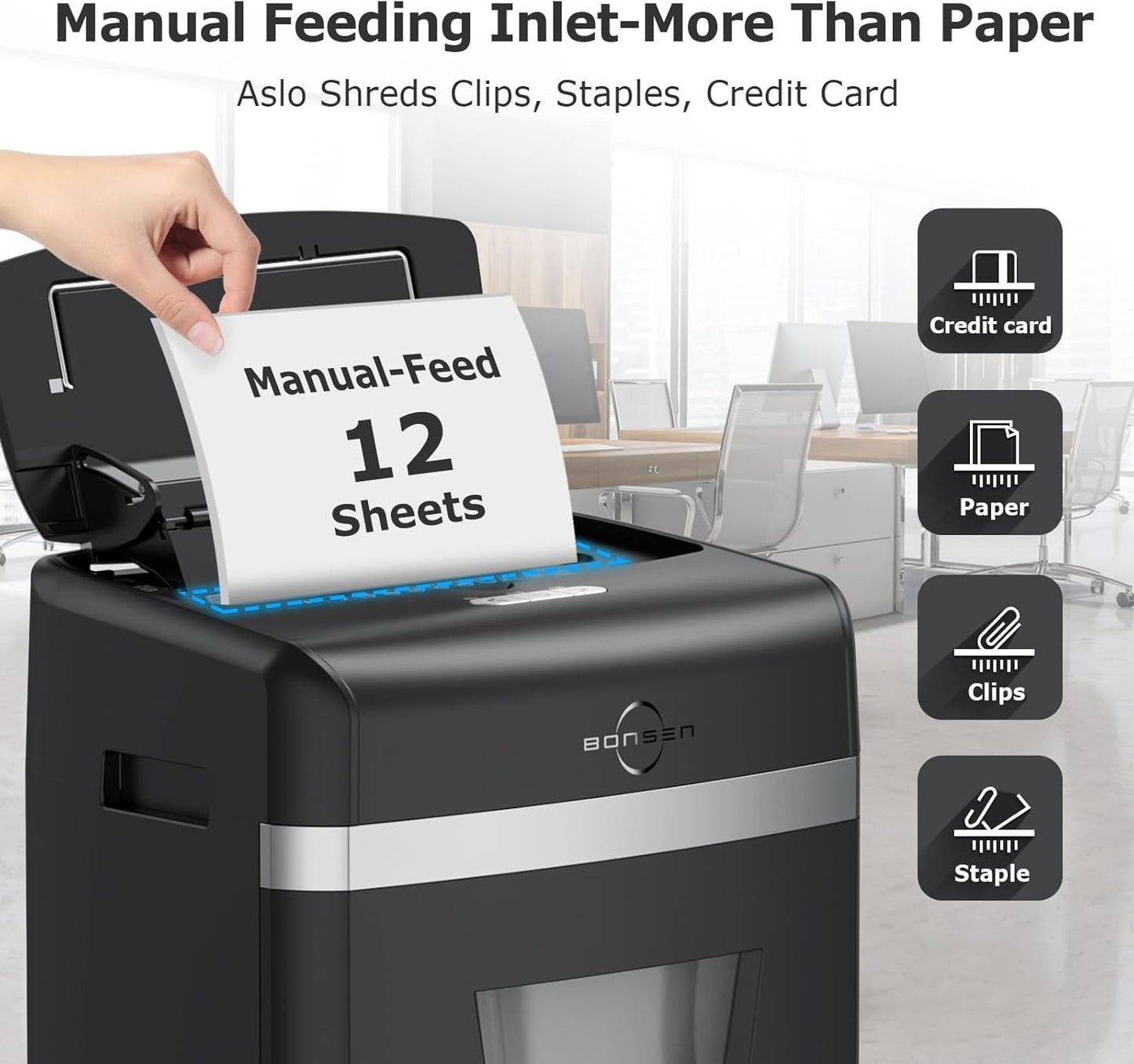 Trituradora de papel para oficina, 5.3 Gal., Bonsen S3110.