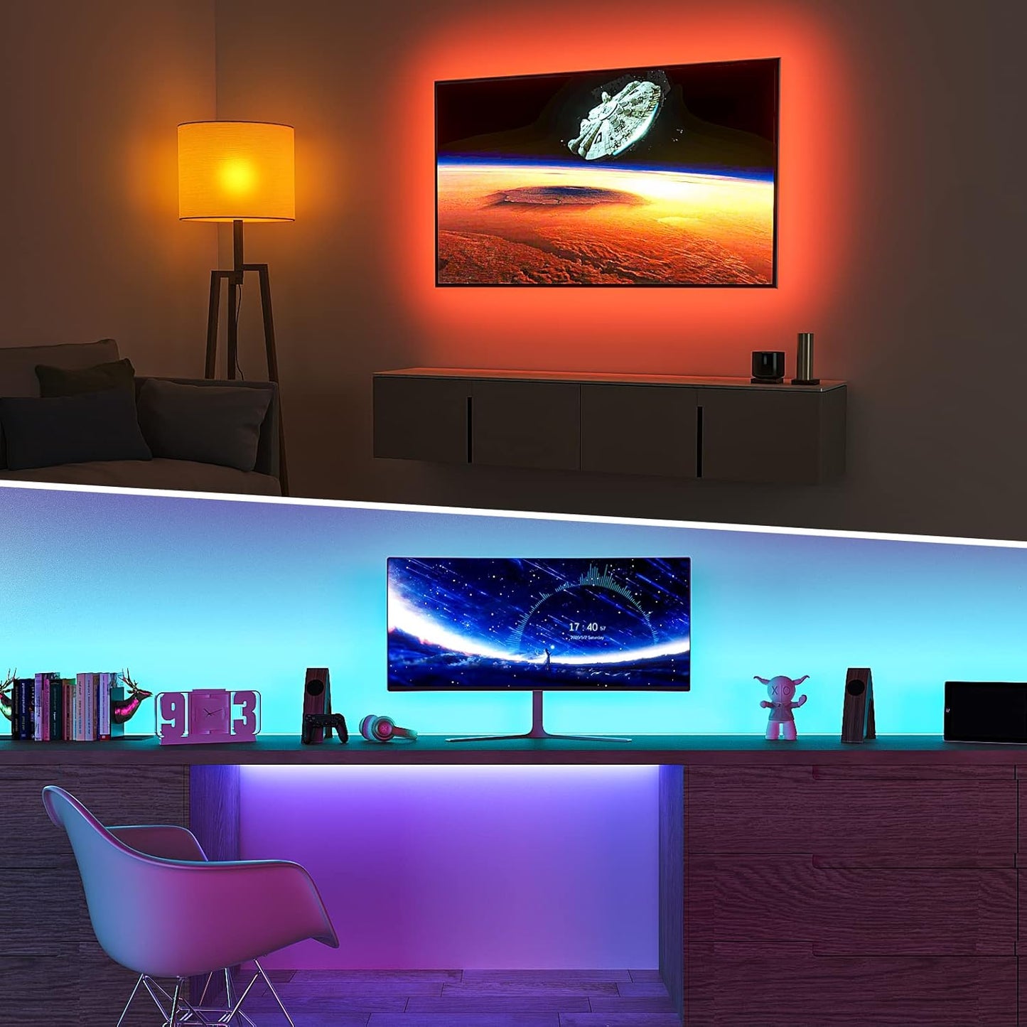 Retroiluminación LED para TV,  de 60 a 70", RGB, Bason, control remoto.
