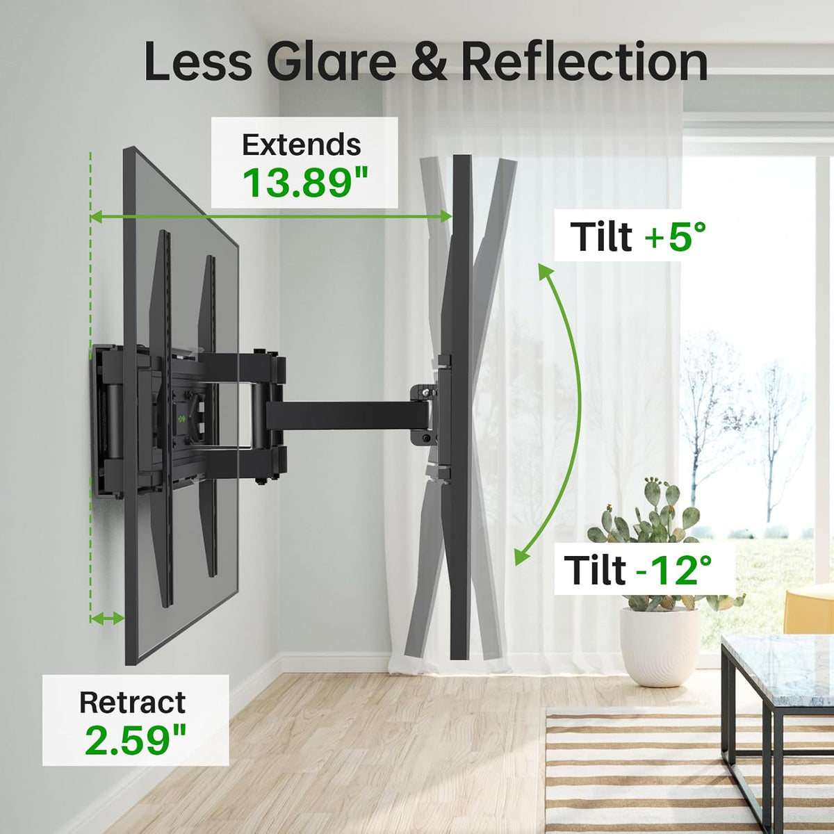 Soporte de pared USX Mount para TV con brazo articulado doble y pantalla montada — vista 5