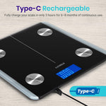 Etekcity Báscula digital de peso corporal, analizador de grasa corporal recargable. usado