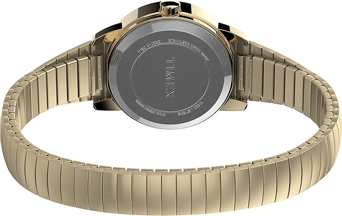 Reloj TIMEX, con fecha, dorado, extensible expandible, acero inoxidable.
