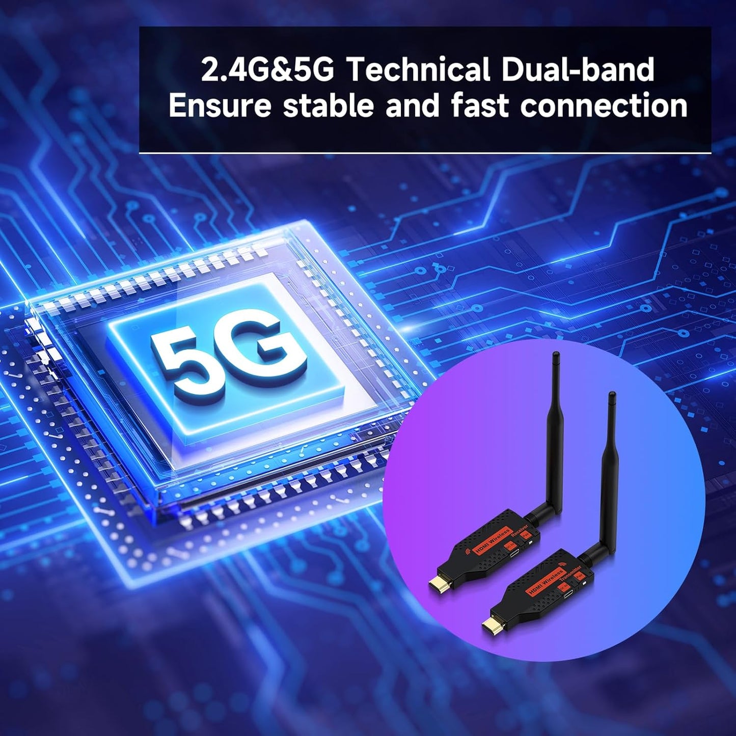 HDMI inalámbrico, un transmisor y dos receptores, 330FT/100M 4K decodifica salida 1080P.
