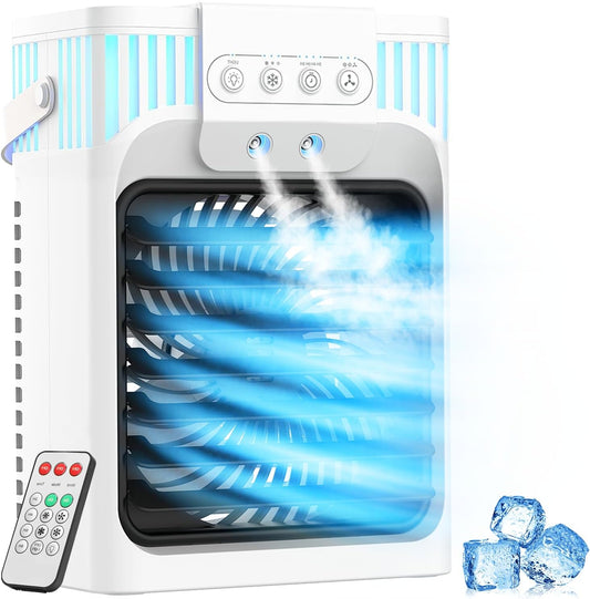 Aire portátil, 3 velocidades, 3 ajustes de niebla, tanque agua (USADO).