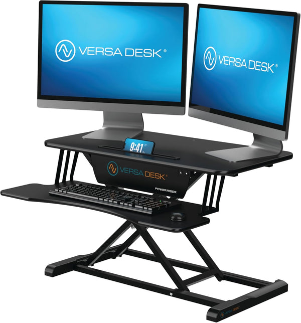 Escritorio eléctrico de 32", Versadesk, altura ajustable, bandeja p/teclado