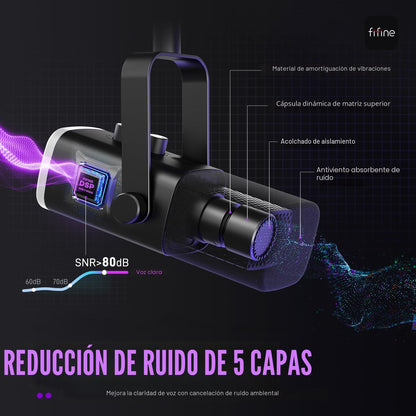 Micrófono Fifine AM8 dinámico XLR/USB para podcasts (USADO)