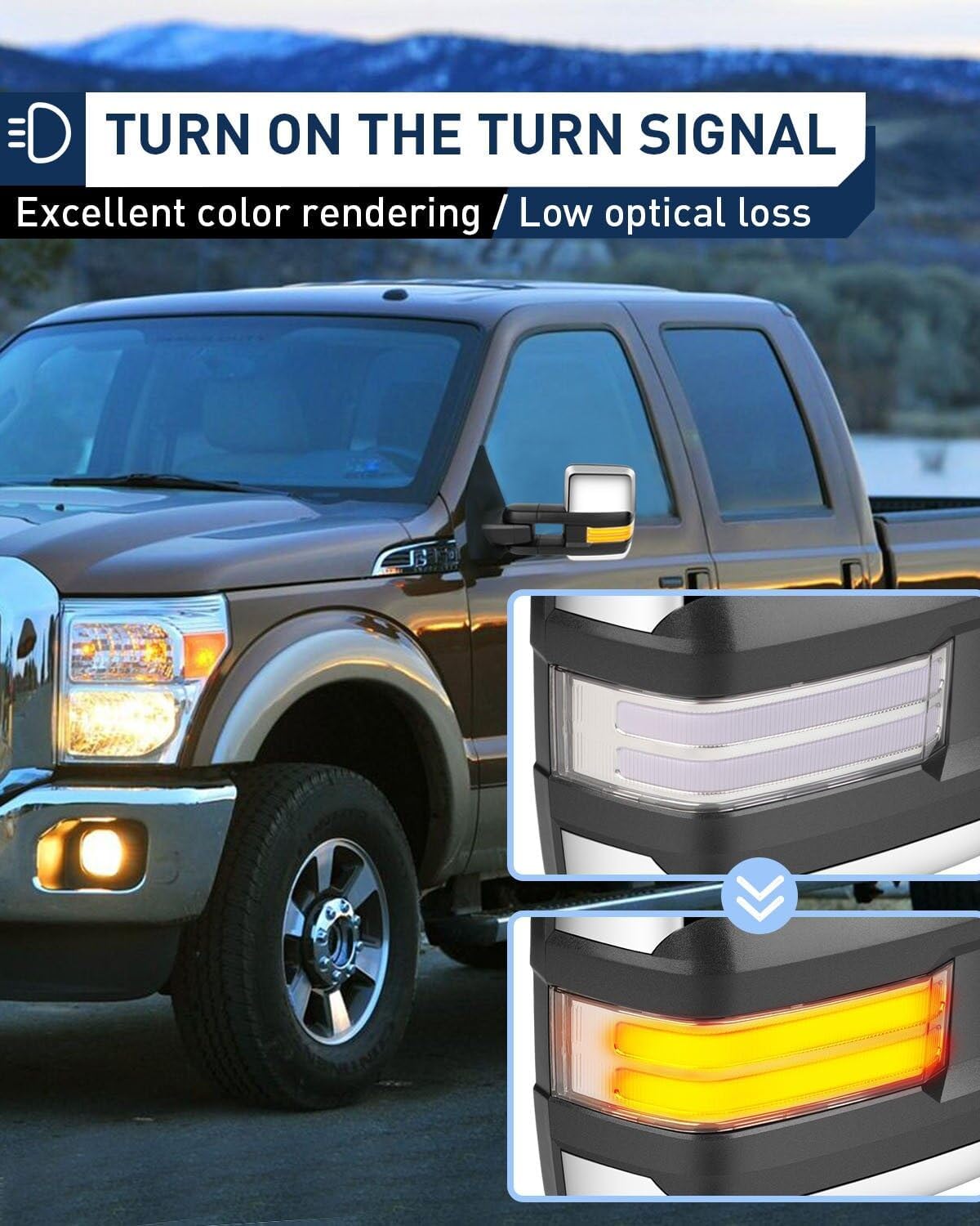 Espejo de remolque con luces de marcha atrás,carcasa Derecho. Silverado