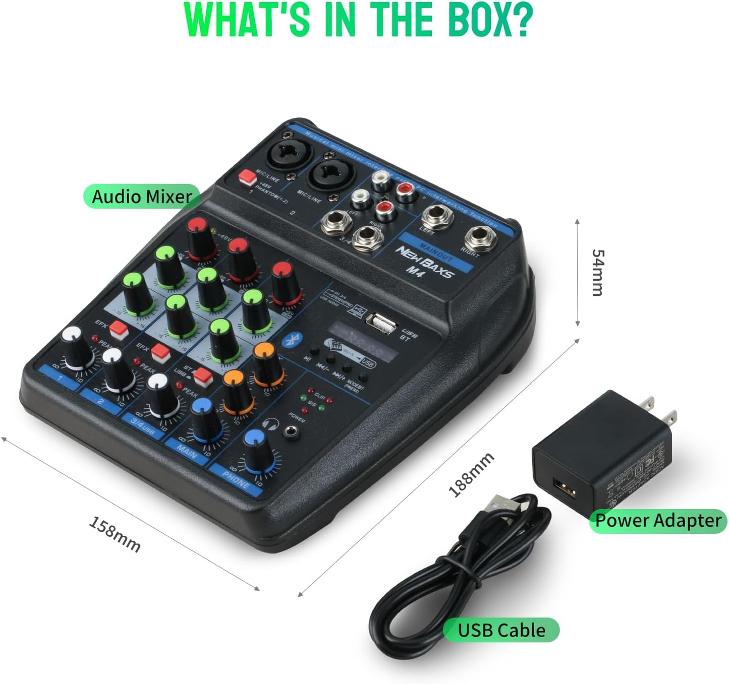 Mezclador de audio para DJ, NEW BAXS Sound Mixer Board.