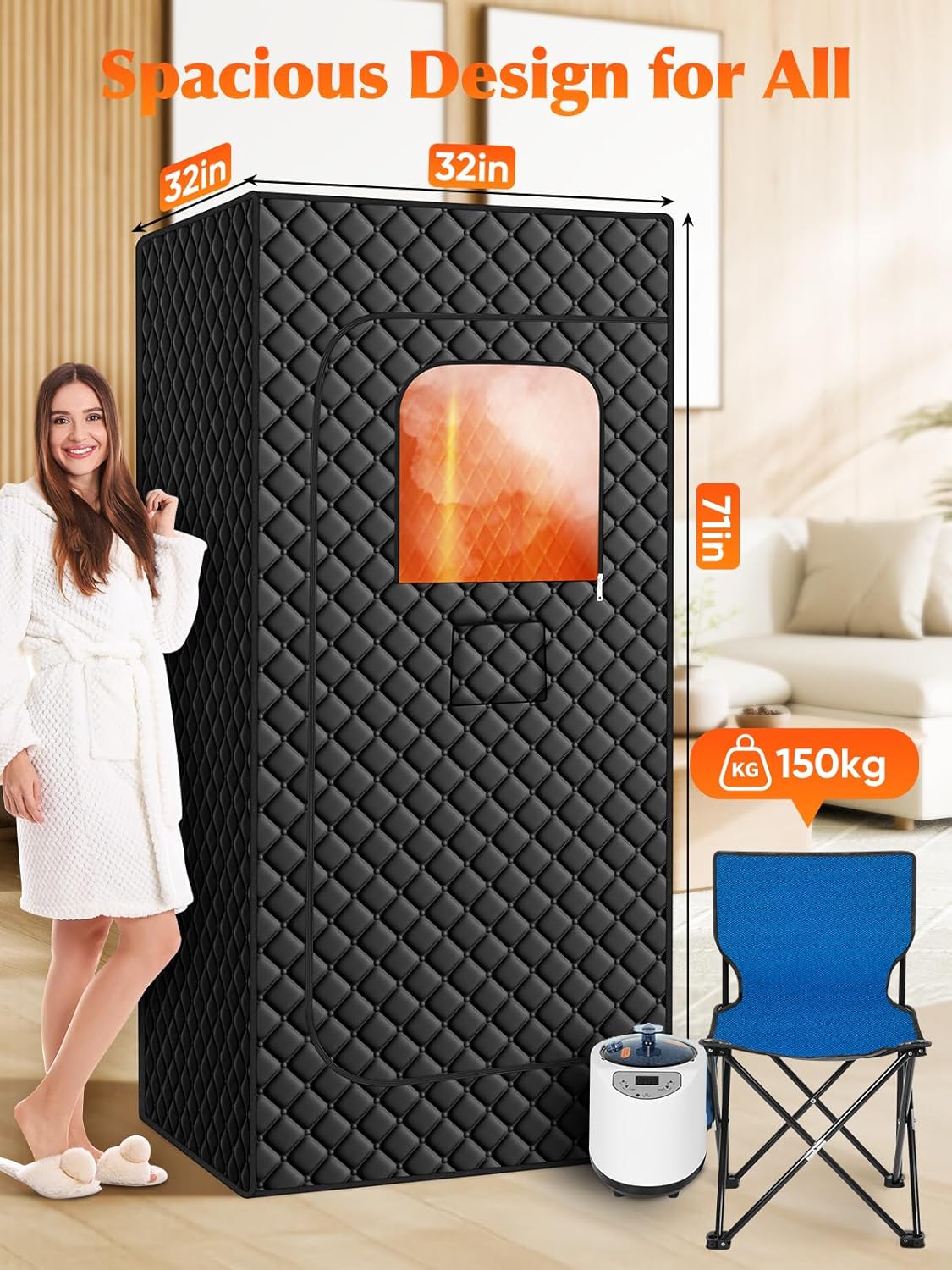 Sauna portátil para el hogar con generador de vapor de 3 L 1100 W.