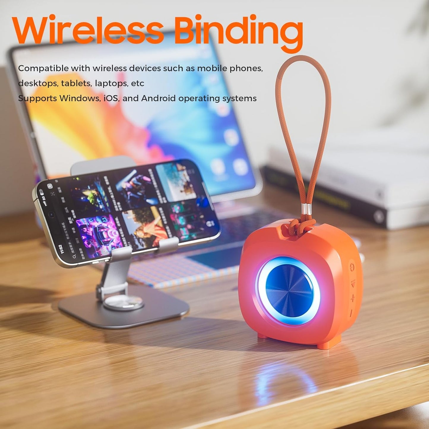 Altavoz portátil Bluetooth inalámbrico, IPX5, TWS, luces RGB.