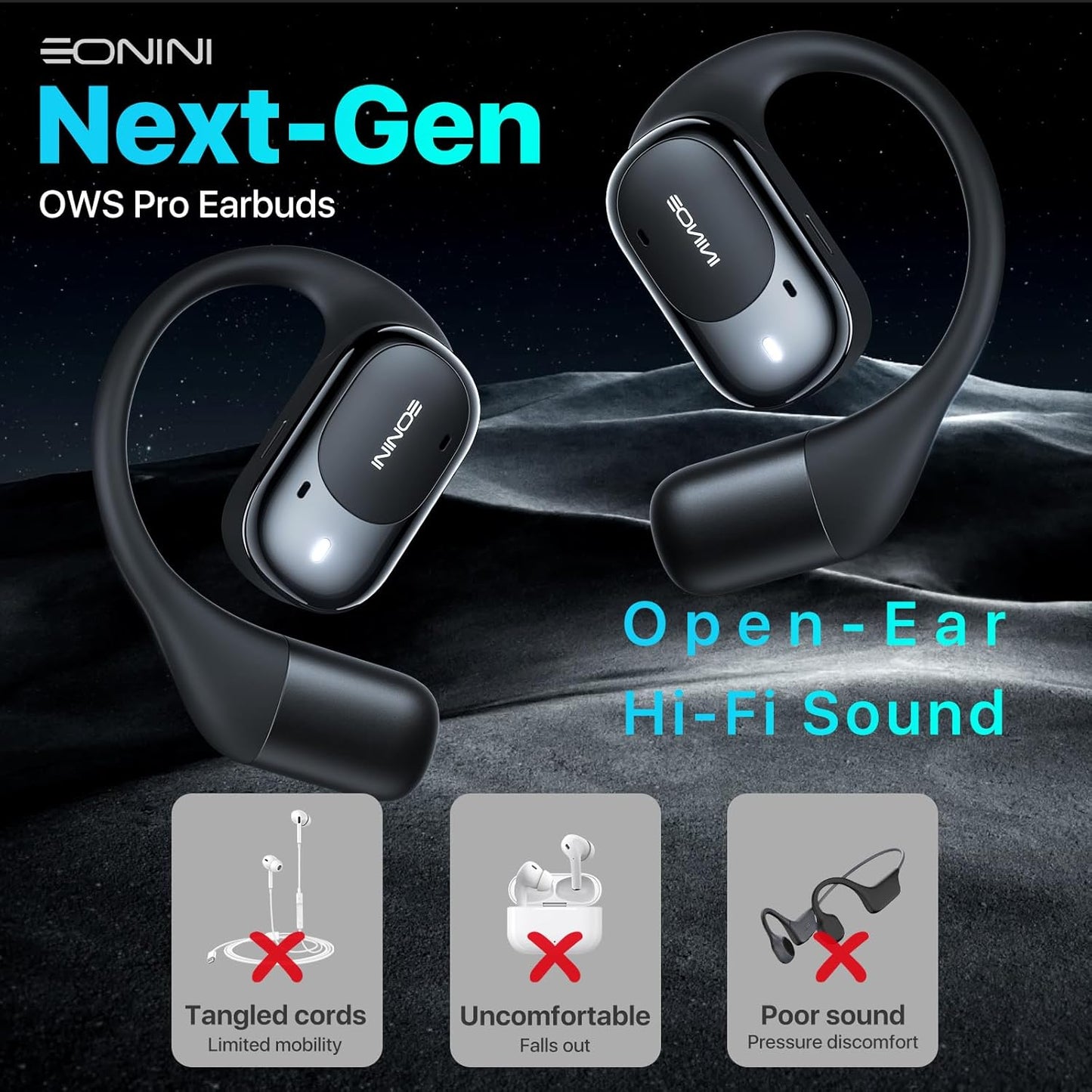 Eonini Auriculares inalámbricos con Bluetooth abiertos
