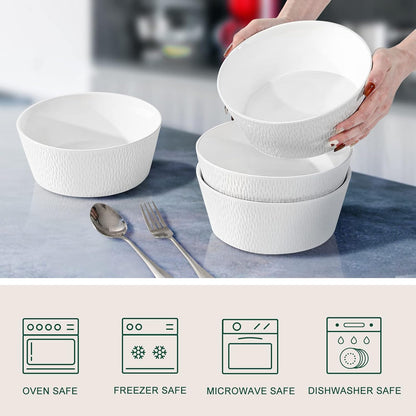 Juego 4 Cuencos Grandes 1.5L de 8" Pasta Sopa Ensalada VIDALENA