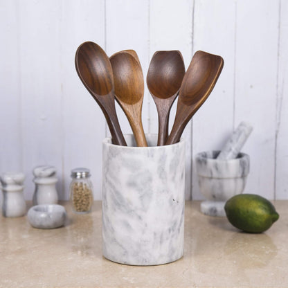 Soporte para utensilios de cocina y enfriador de vino, mármol blanco natural